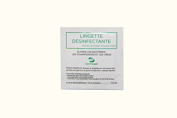 Lingette désinfectante point d’injection